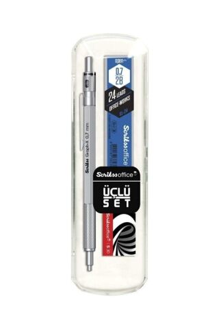 Graph-x Metal Versatil Kalem 0.7 Mm Kurşuni Gri 3'lü Set (KALEM RENGİ BEYAZ VE GRİ)