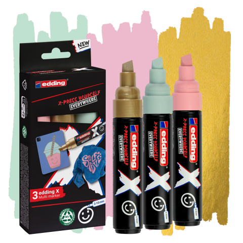 Edding E-6900 Multimaker Çok Yönlü Akrilik Boya Seti Kesik Uçlu Markör 2-10 mm Pastel Colours