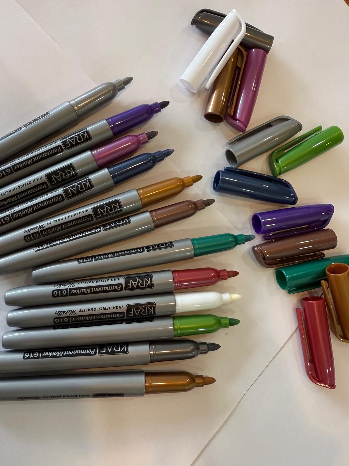 Kraf Permanent Marker 616 12' li Metalik Kalem Seti