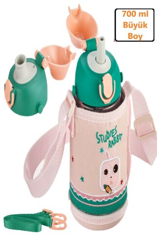 Uzspace 2041 700ml Pembe-Turuncu Çocuk Su Matarası