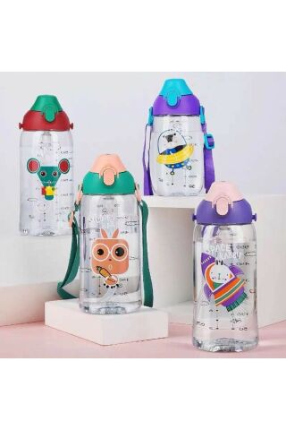 Uzspace 2041 700ml Pembe-Turuncu Çocuk Su Matarası