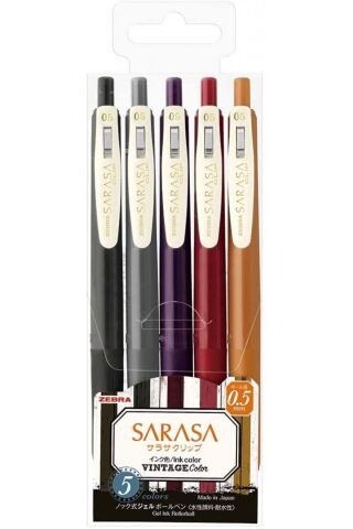 Sarasa 0.5mm Vintage Colors 5'li Kalem Seti - Set 2