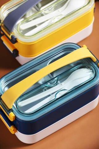 Bento Lunch Box Mor-Pembe Ofis-okul Için Yeni Nesil Sefer Tası Taşınabilir Yemek Kutusu Çelik Ff462