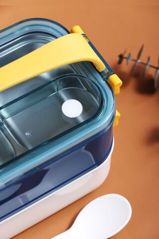 Bento Lunch Box Lacivert Ofis-okul Için Yeni Nesil Sefer Tası Taşınabilir Yemek Kutusu Çelik Ff462