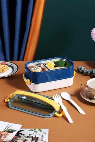 Bento Lunch Box Ofis-okul Için Yeni Nesil Sefer Tası Taşınabilir Yemek Kutusu Çelik Ff462