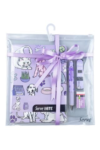Deep Kalem + Defter + Min + Silgi Hediye Seti - Doğa Serisi Mor
