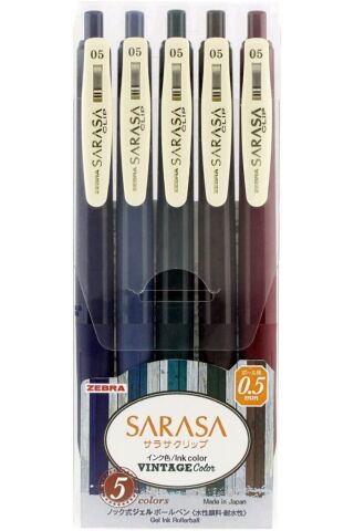 Sarasa 0.5mm Vintage Colors 5'li Kalem Seti - Set 1