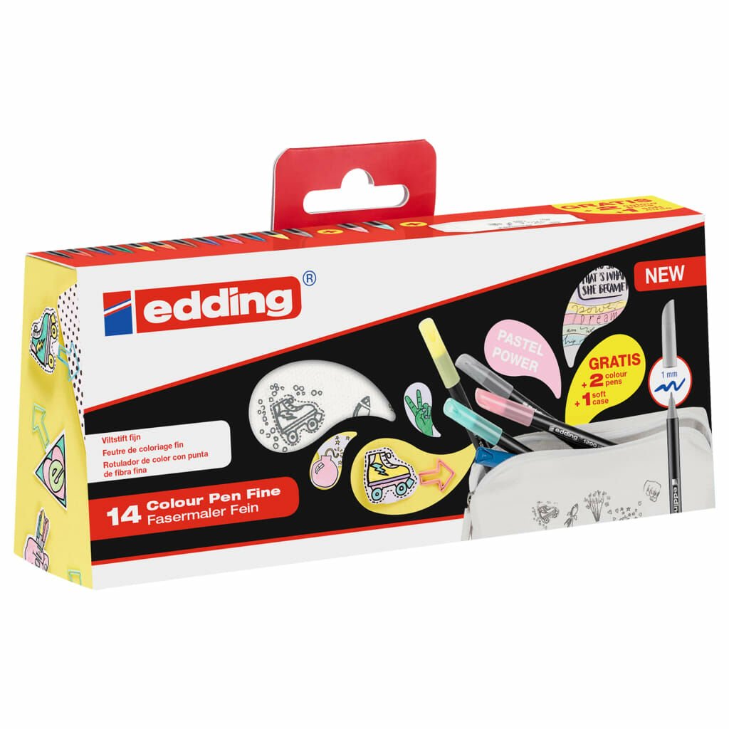 Edding 1200 Pastel Textile Kalemi 10 Canlı 4 Pastel Renk Boyanabilir Kalemlik ile Birlikte