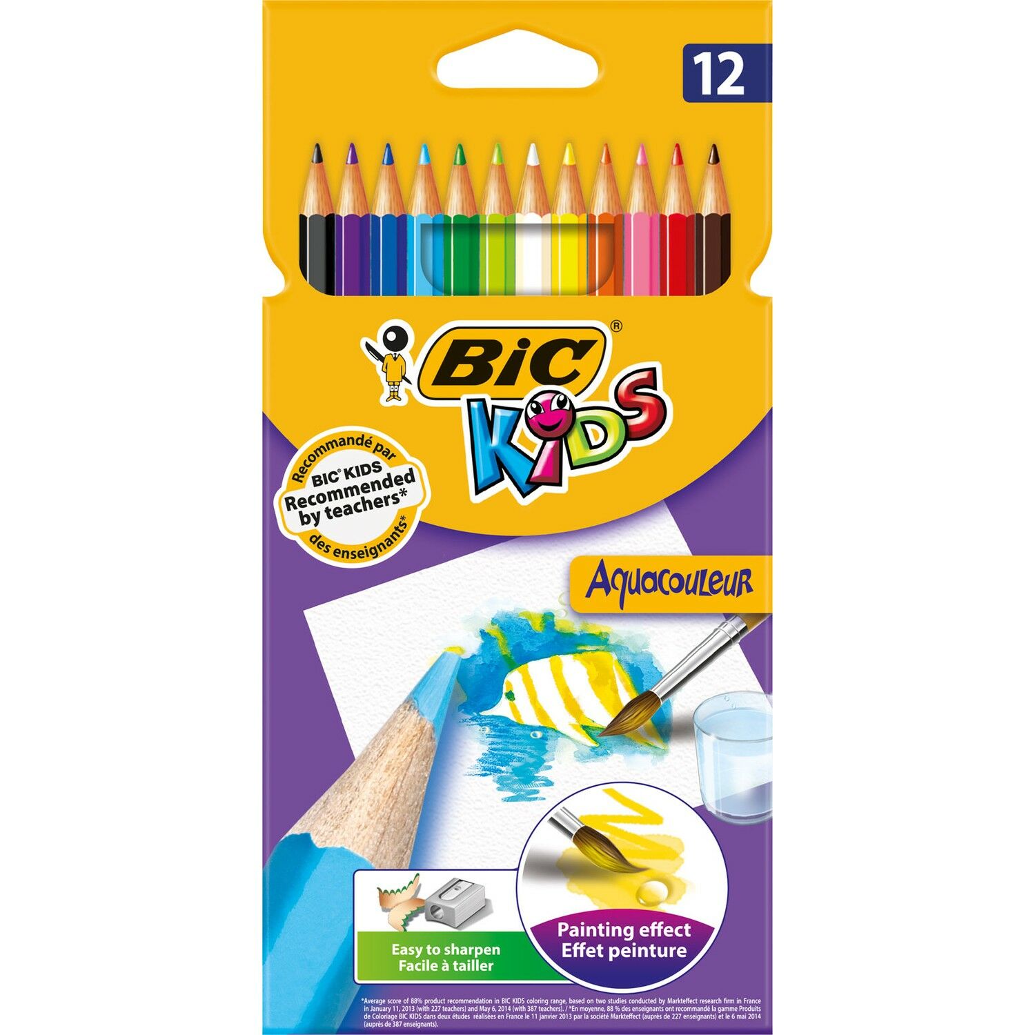 Bıc Kids Aquacouleur Kuru Sulu Boya Kalemi 12'li Kutu