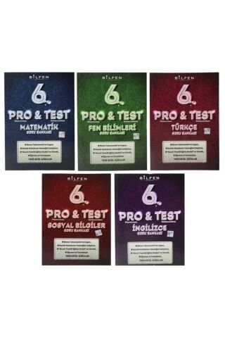 Bilfen 6. Sınıf Pro & Test Yeni Nesil Soru Bankası Seti 5 Kitap
