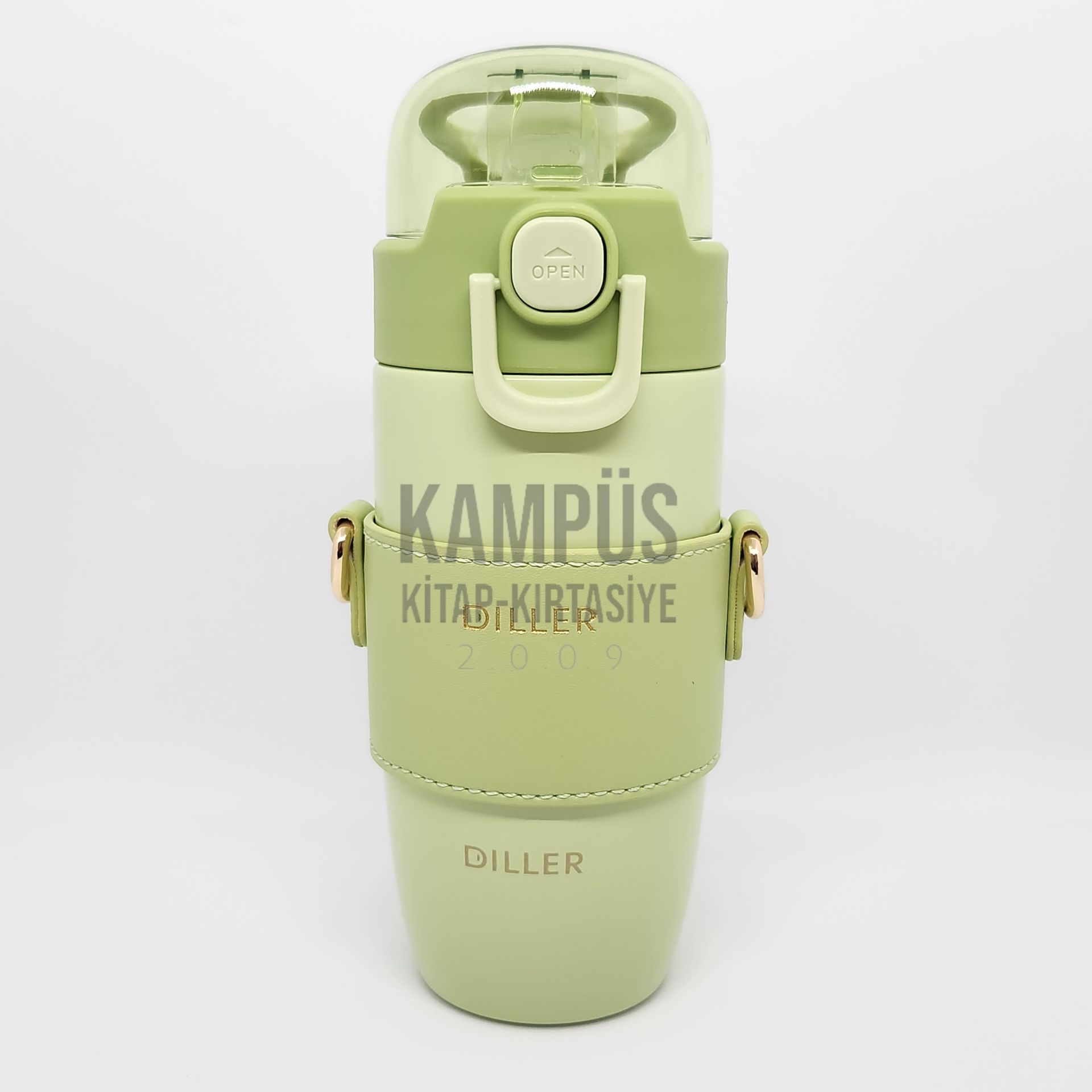 Diller 8944 360ml Yeşil Pipetli Askılı Yeni Seri Çelik Matara
