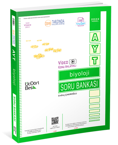 ÜçDörtBeş Yayınları AYT Biyoloji Konu Özetli Soru Bankası 2022