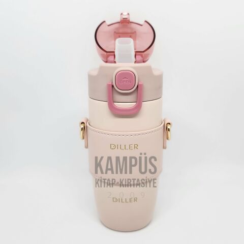 Diller 8944 360ml Pembe Pipetli Askılı Yeni Seri Çelik Matara