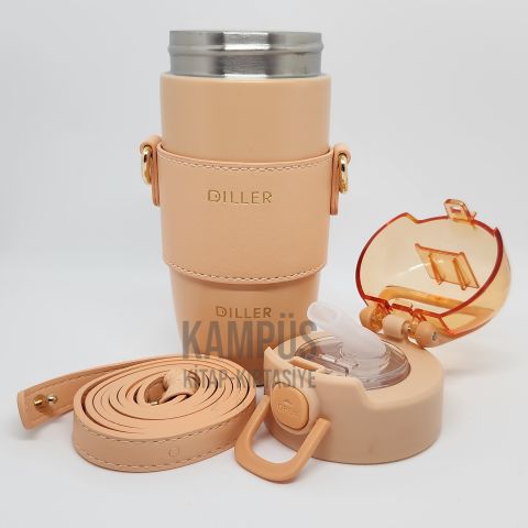 Diller 8944 360ml Turuncu Pipetli Askılı Yeni Seri Çelik Matara