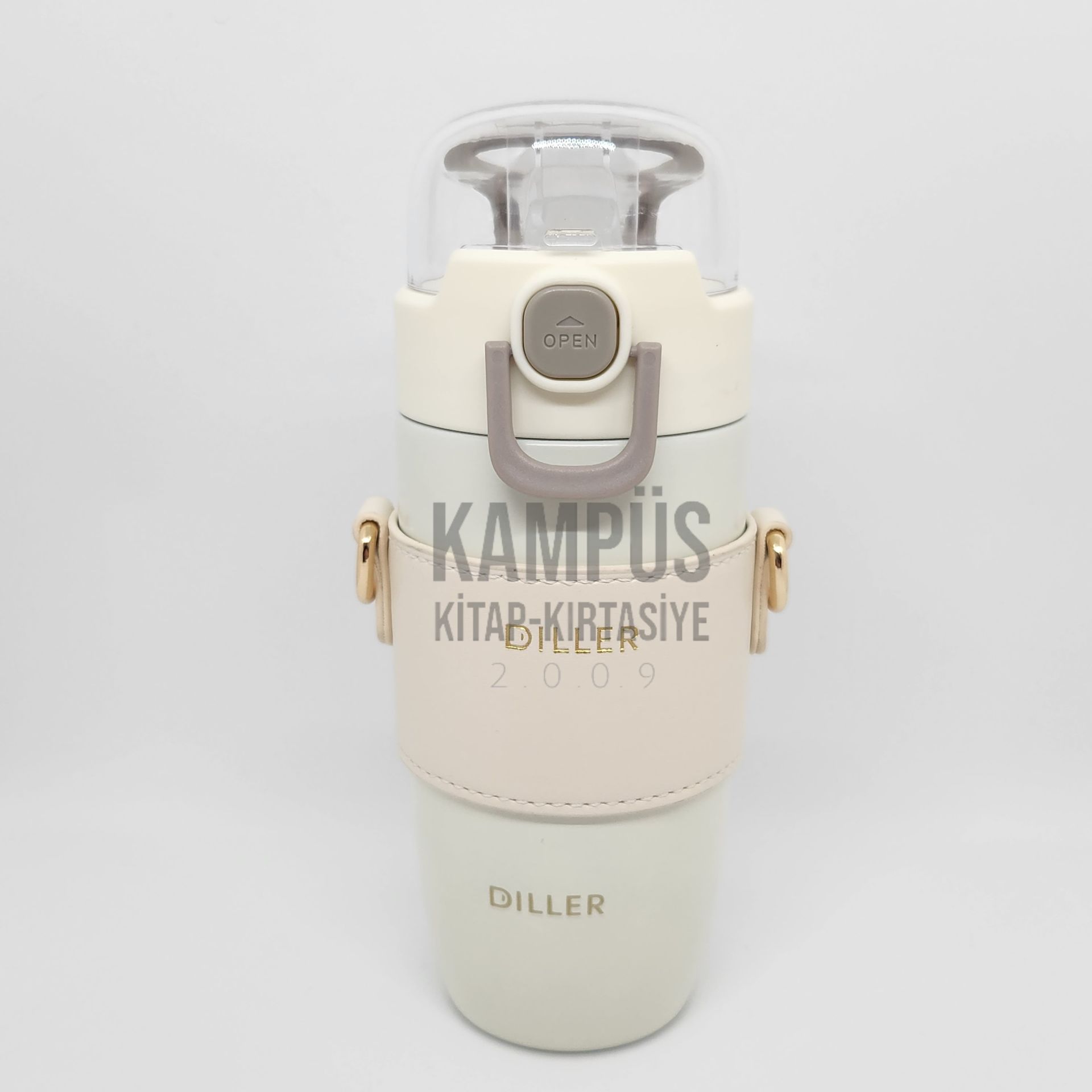 Diller 8944 360ml Beyaz Pipetli Askılı Yeni Seri Çelik Matara