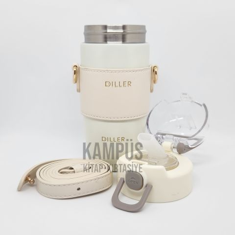 Diller 8944 360ml Beyaz Pipetli Askılı Yeni Seri Çelik Matara