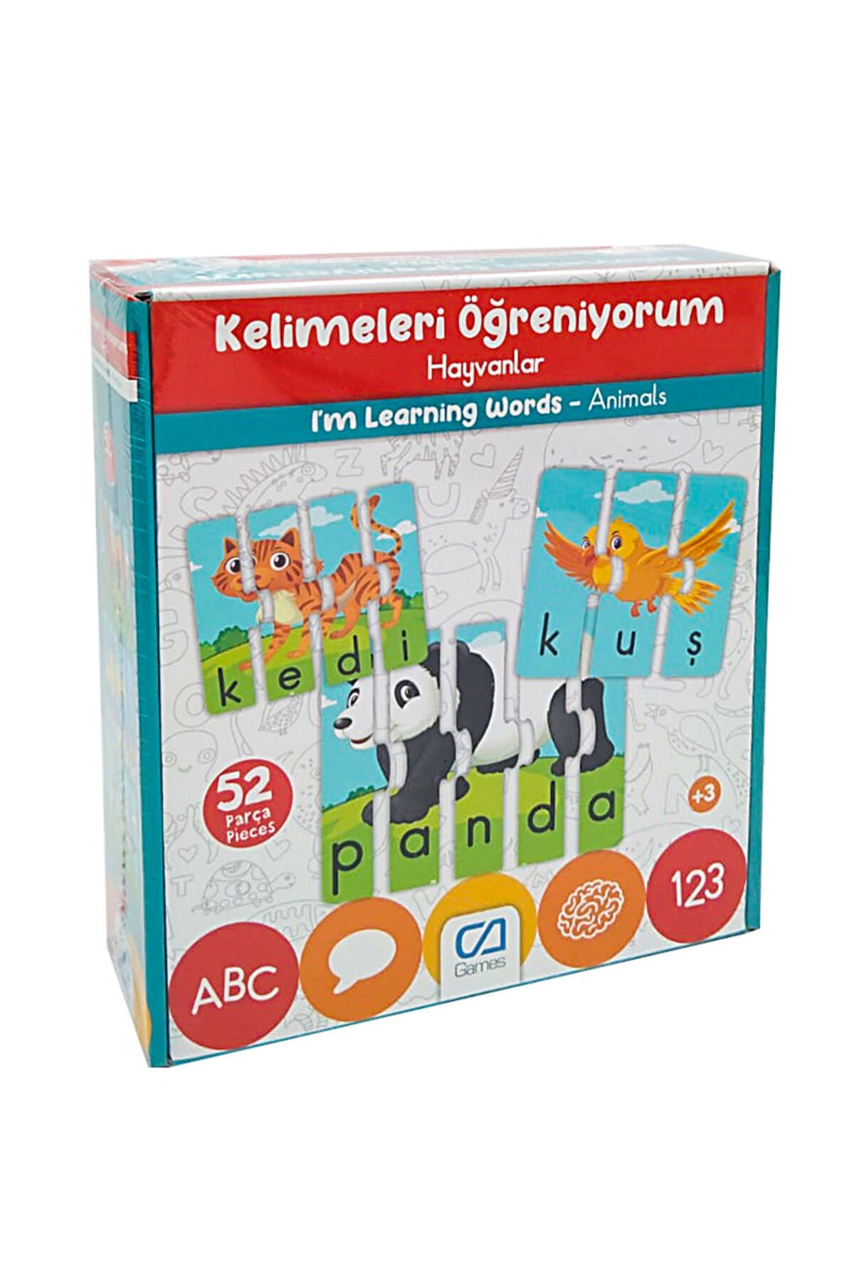 Çocuk Puzzle 52 Parça Kelimeleri Öğreniyorum Hayvanlar - MAVİ SU DÜNYASI