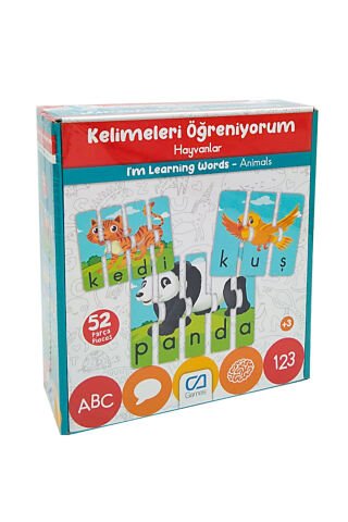 Çocuk Puzzle 52 Parça Kelimeleri Öğreniyorum Hayvanlar - MAVİ SU DÜNYASI