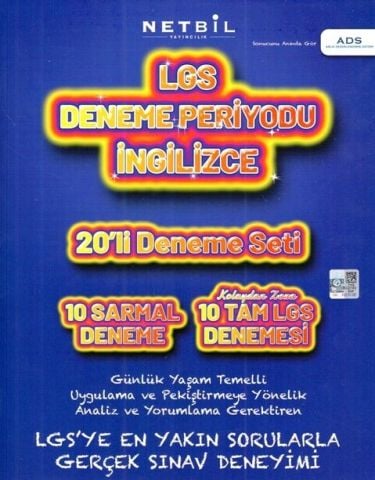 Netbil Yayıncılık 8. Sınıf LGS İngilizce Periyot 20 li Deneme Seti