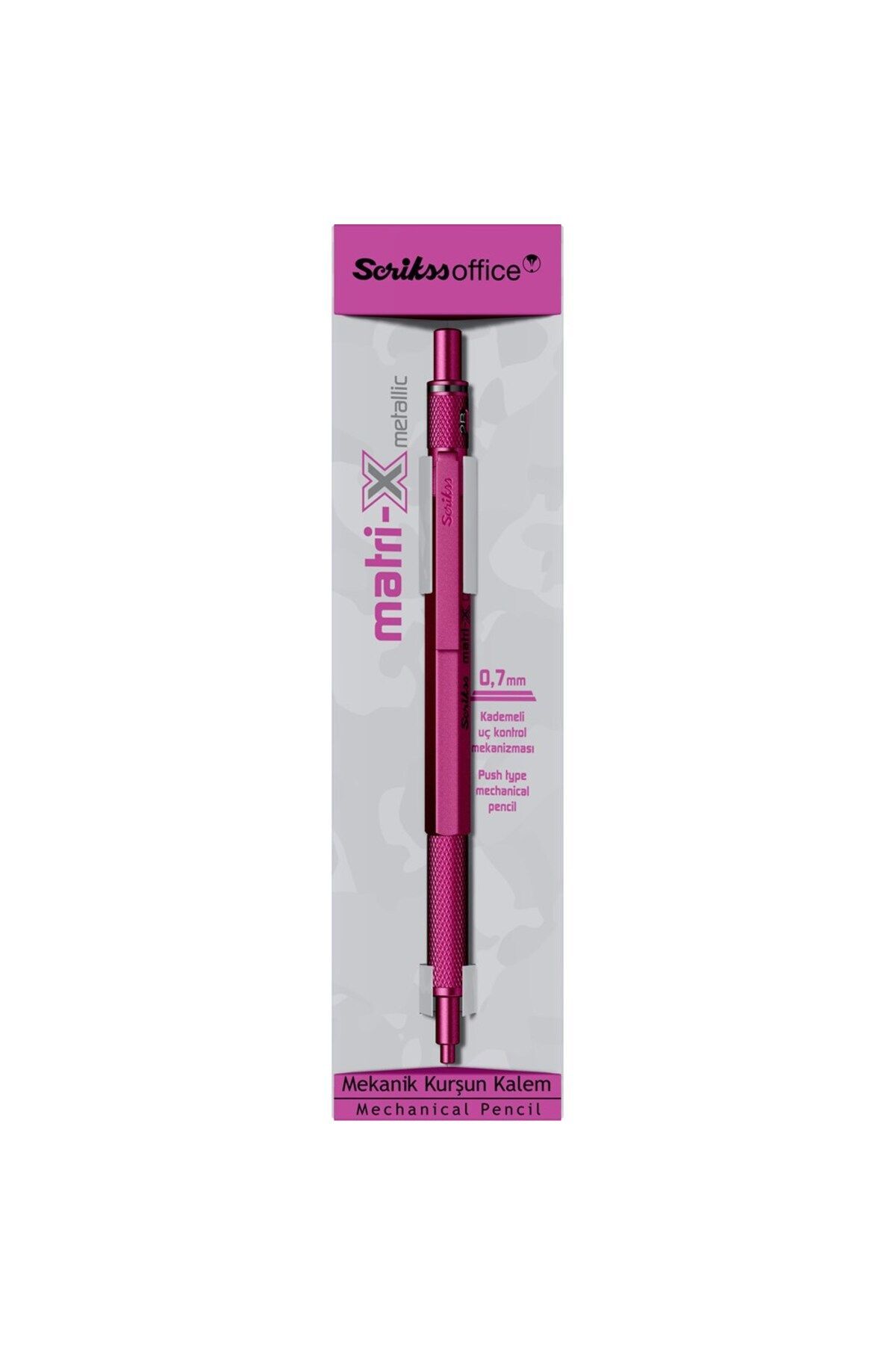 Matrix 0.7mm Mekanik Kurşun Kalem Metalik Pembe - Şeffaf Kutu