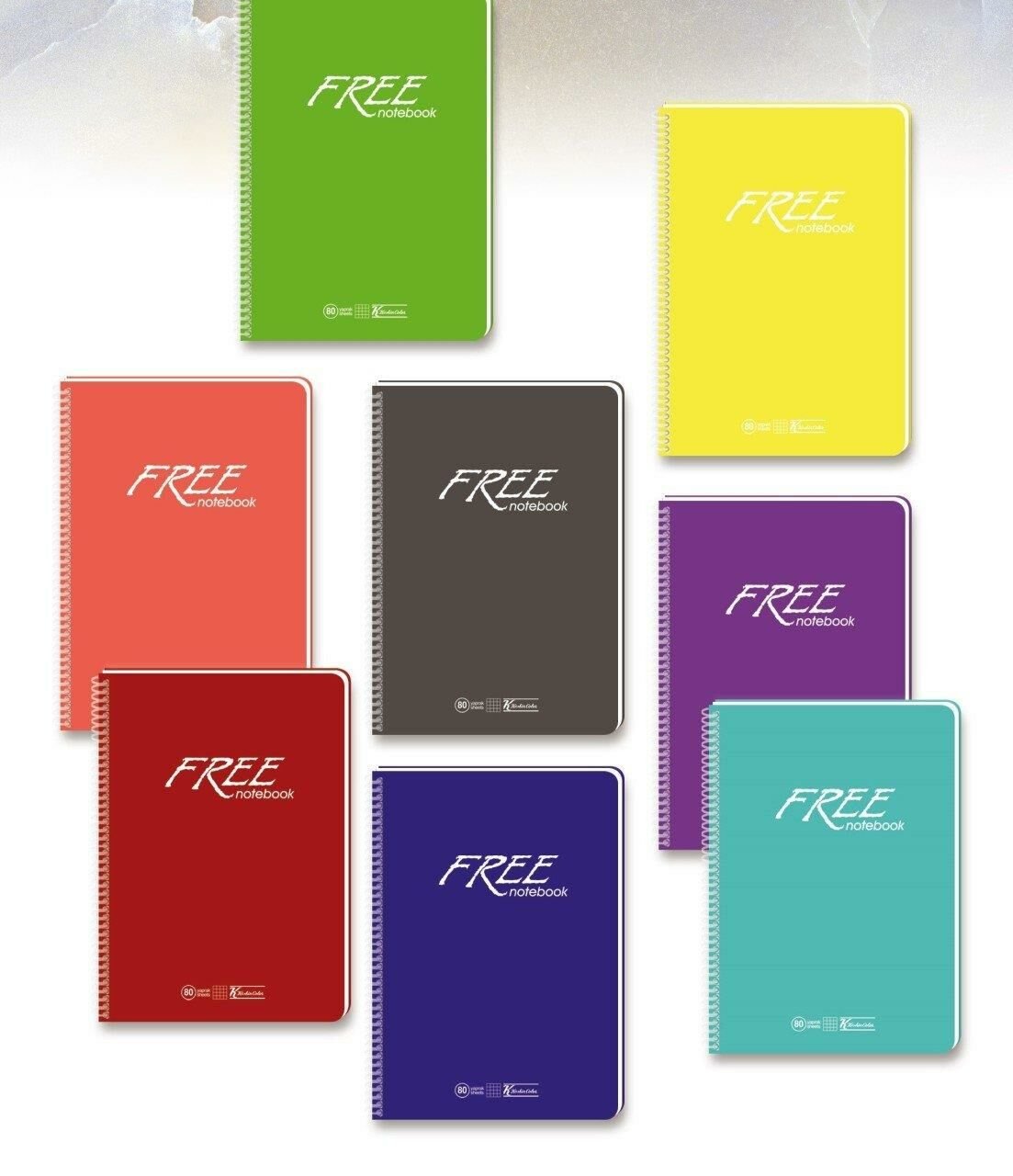 Keskin Color 4'lü  Free A5 Spiralli Plastik Kapak Defter Seti