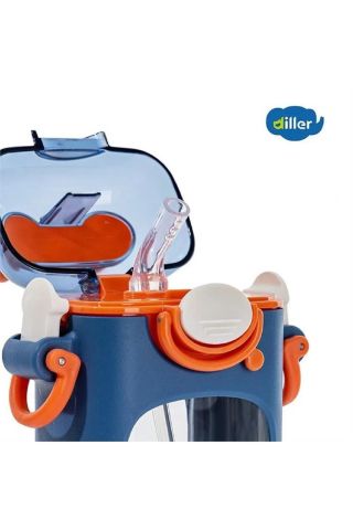 Diller T4015 400ml Lacivert Pipetli Boyun Askılı Tritan Su Matarası