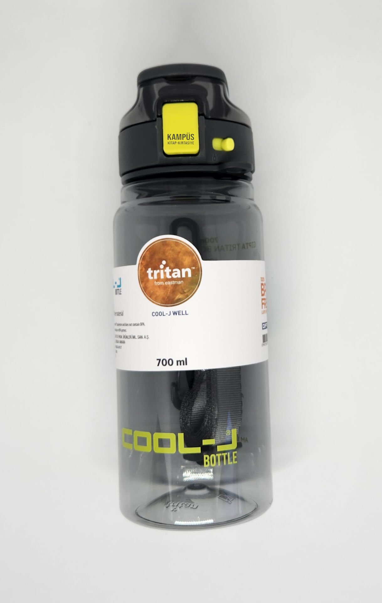 Gıpta Cool-J Well 700ml Siyah-Yeşil Askılı Kilitli Tritan K7558 Matara