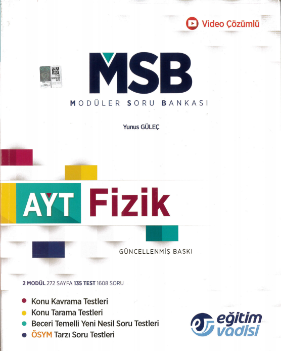 Eğitim Vadisi Yayınları AYT Fizik Modüler Soru Bankası Video Çözümlü