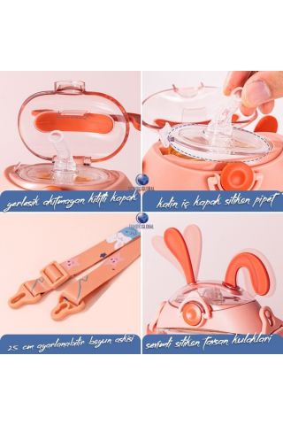 Diller T4012 330ml Koyu Mavi Pipetli Boyun Askılı Tritan Su Matarası