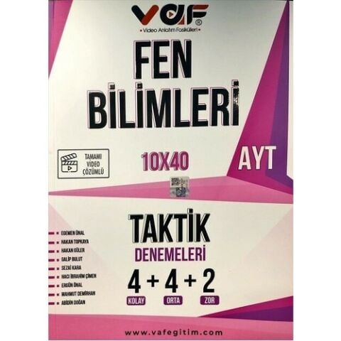 Vaf Yayınları AYT Fen Bilimleri Taktik Bende 10 x 40  denemeleri