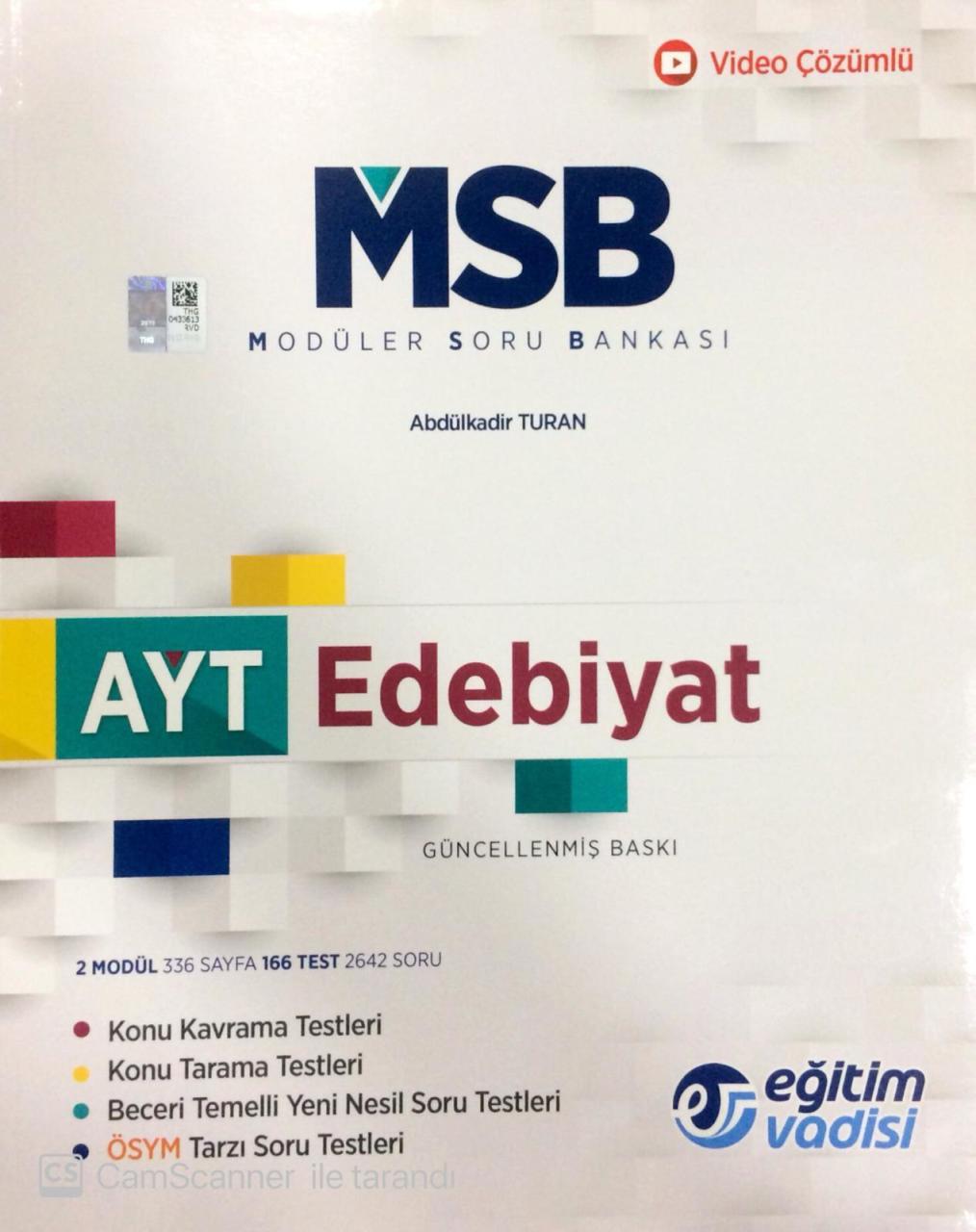 Eğitim Vadisi Yayınları AYT Türk Dili Ve Edebiyatı Modüler Soru Bankası Video Çözümlü