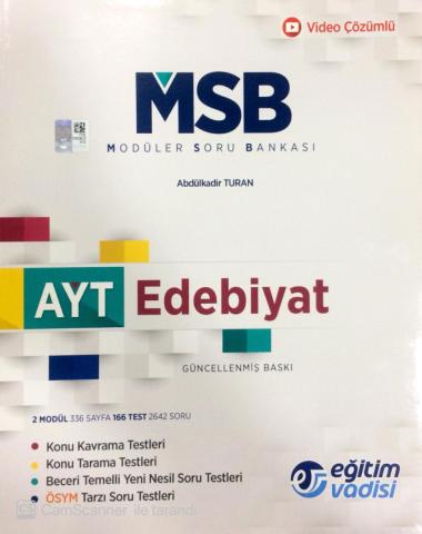Eğitim Vadisi Yayınları AYT Türk Dili Ve Edebiyatı Modüler Soru Bankası Video Çözümlü