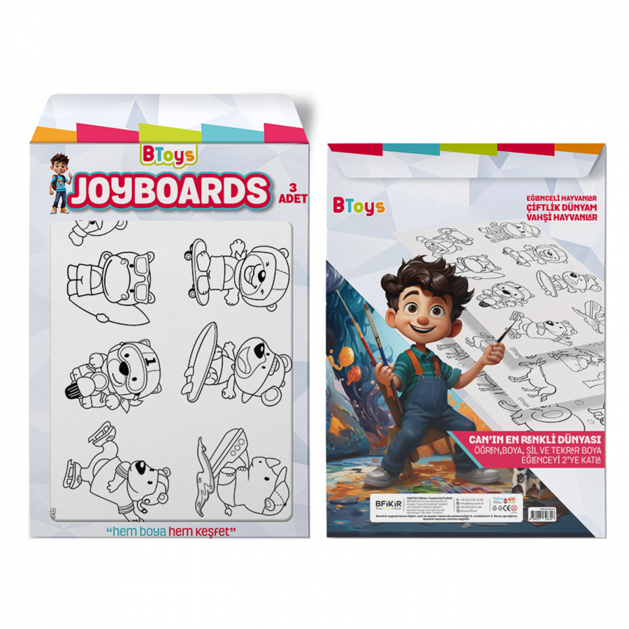 BToys Joyboards Eğleceli Hayvanlar, Çiftlik Dünyam, Vahşi Hayvanlar 3 Adet