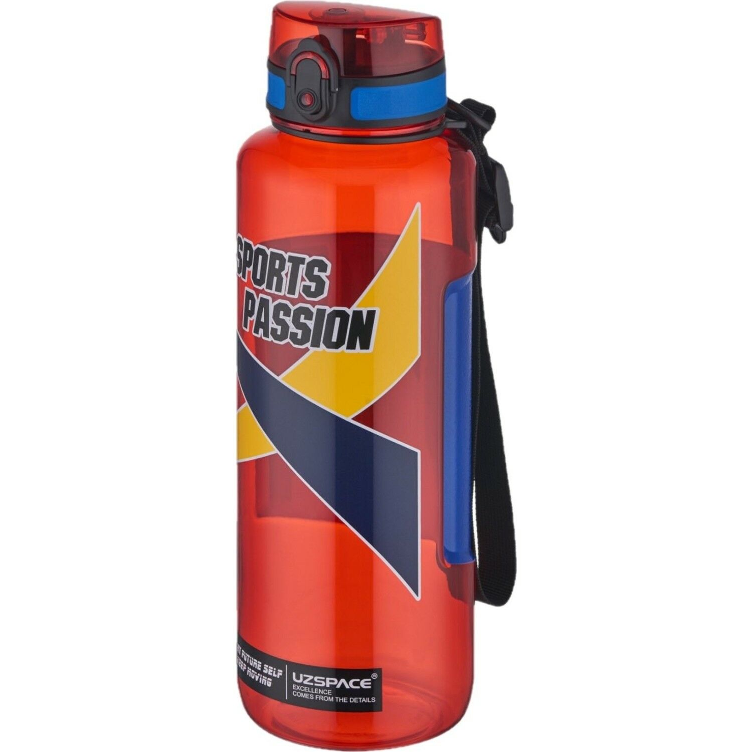 Uzspace 6043 Kırmızı Sports Passion Büyük Boy 1200 Ml Tritan Su Matarası Kaydırmaz Tutma Özelliği