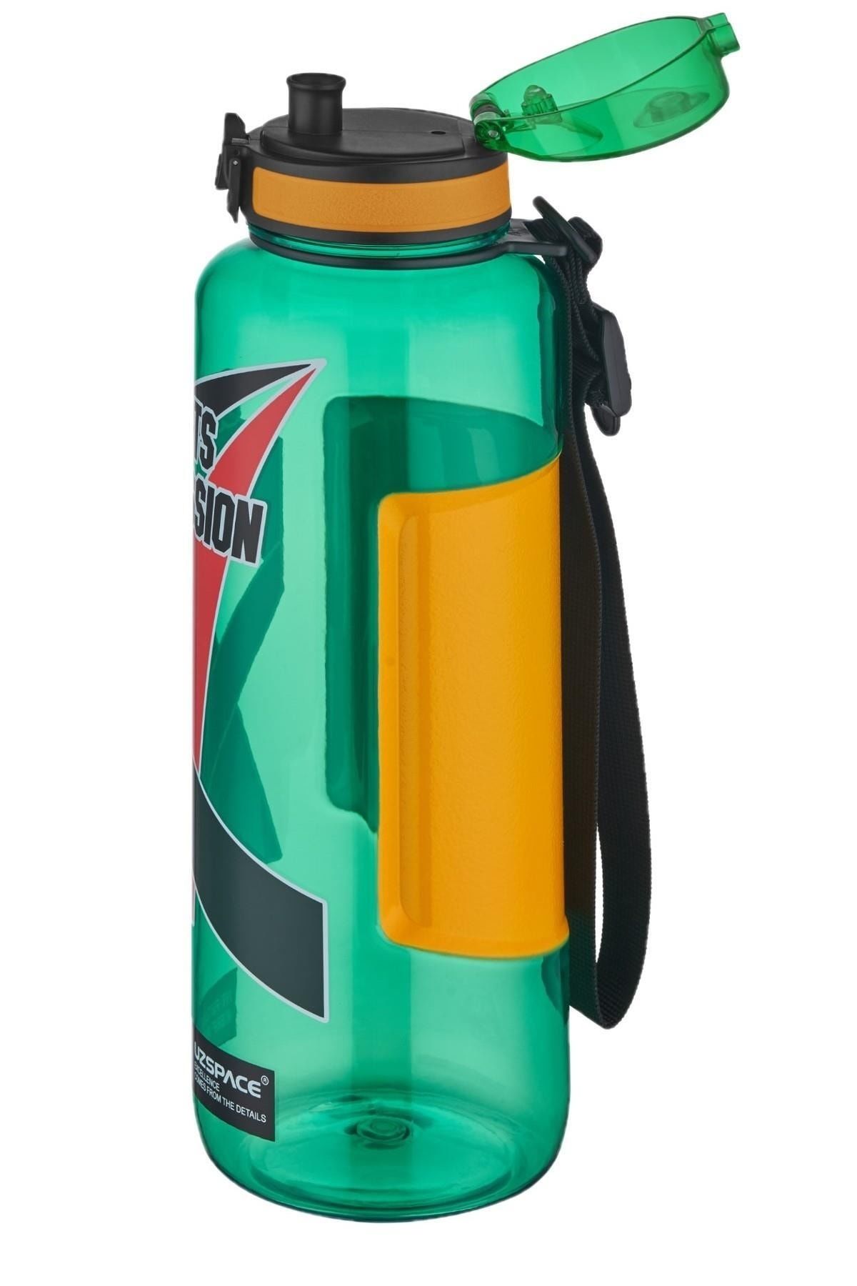 Uzspace 6043 Yeşil Sports Passion Büyük Boy 1200 Ml Tritan Su Matarası Kaydırmaz Tutma Özelliği