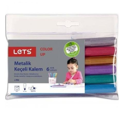 Lets Metalik Keçeli Kalem 6 Renk