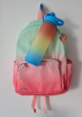 Kaukko Rainbow Venüs K1562 Sırt Çantası  + Gıpta Cool-J 1000ml Mavi-Kırmızı-Sarı Matara Seti