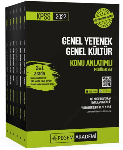 Pegem Akademi 2022 KPSS Genel Yetenek Genel Kültür Konu Anlatımlı Modüler Set (6 Kitap) + En Güncel Video Dersler + 5 Adet Online Deneme Sınavı