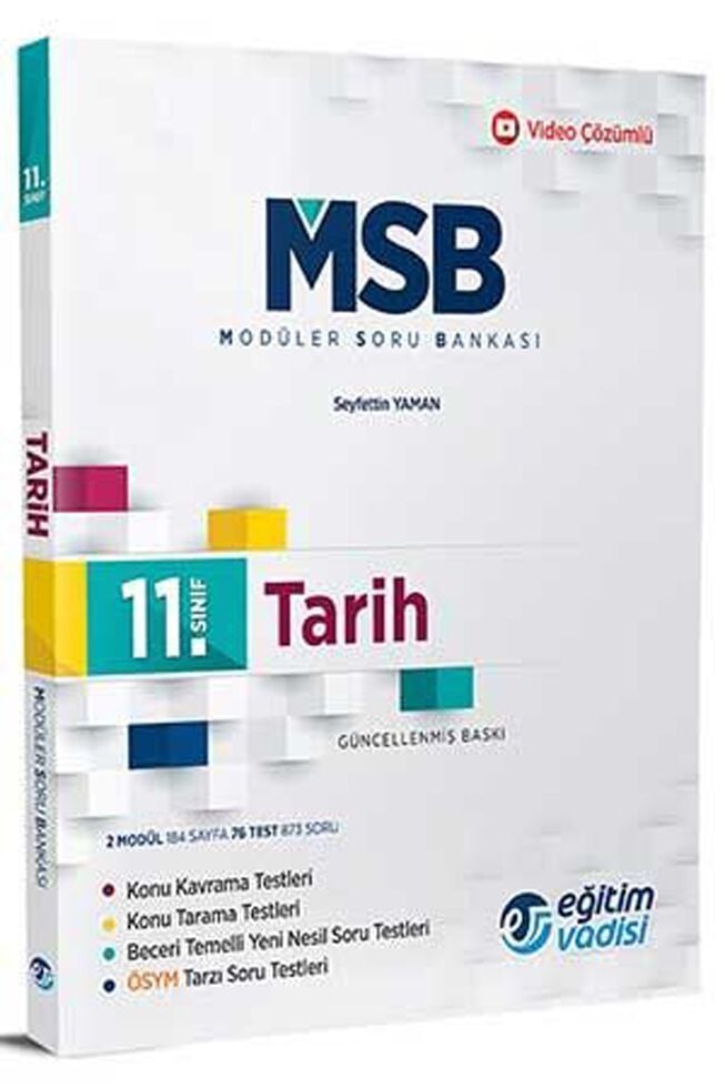Eğitim Vadisi Yayınları 11. Sınıf Tarih Güncel MSB Modüler Soru Bankası