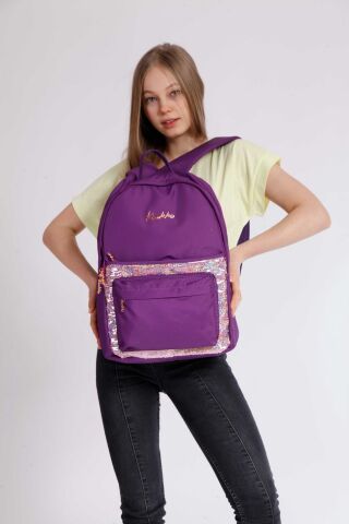 Magical Okul Çantası 41x31x18 Pullu Mor (k1356)