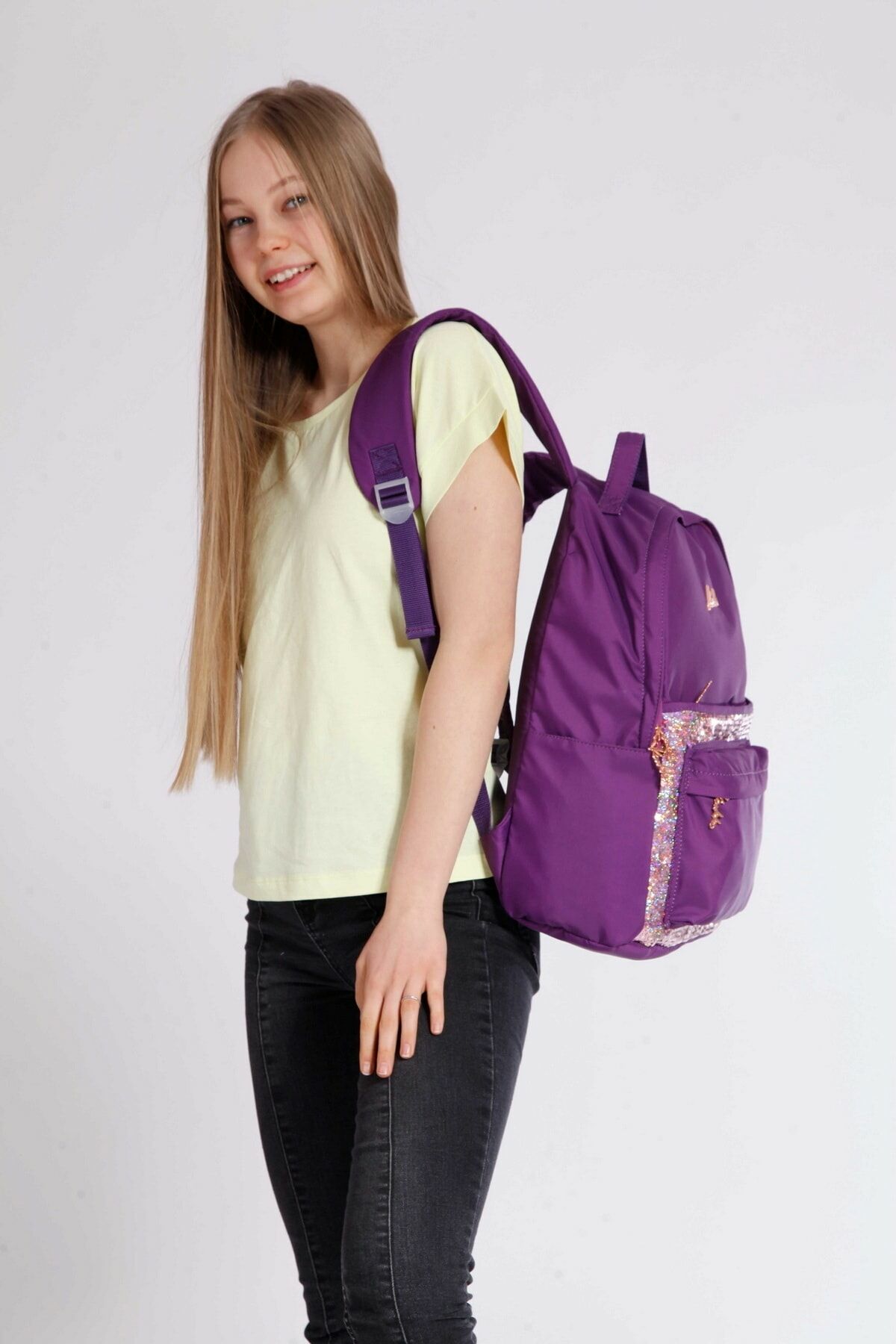 Magical Okul Çantası 41x31x18 Pullu Mor (k1356)