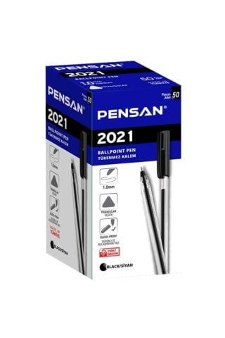 Tükenmez Kalem Üçgen Gövdeli Şeffaf Siyah 50 Li 2021 - 50'li Paket