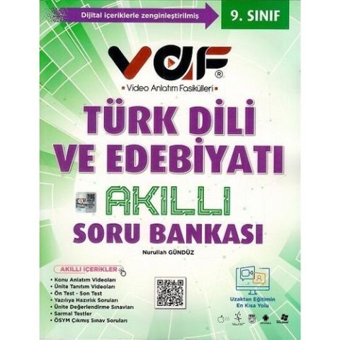 Vaf Yayınları 9. Sınıf Türk Dili ve Edebiyatı Akıllı Soru Bankası