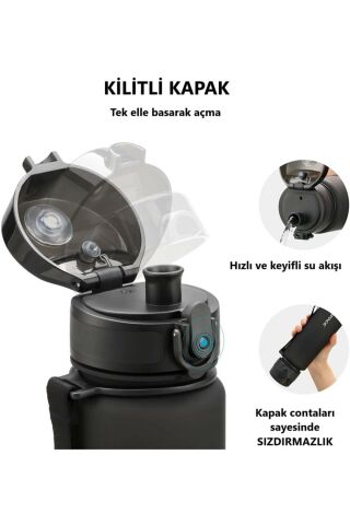 3038 Kırmızı Büyük Boy 28 cm 1000 ml 1 litre Su Matarası Bpa Koku Sızdırma Yok 3038 Kırmızı