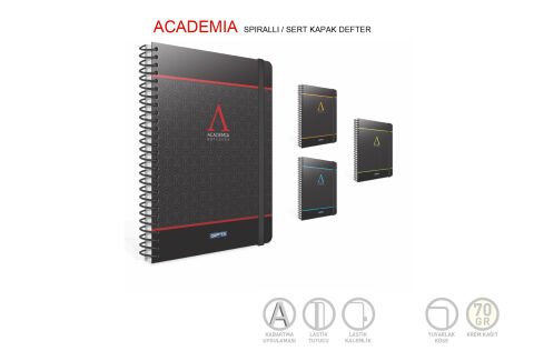 Gıpta Academia 17x24 cm 120 yaprak Spiralli Çizgili Notebook