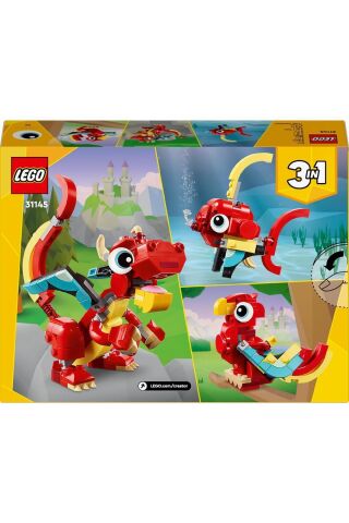 ® Creator 3’ü 1 Arada Kırmızı Ejderha 31145 - 6+ Yaratıcı Oyuncak Yapım Seti (149 Parça)