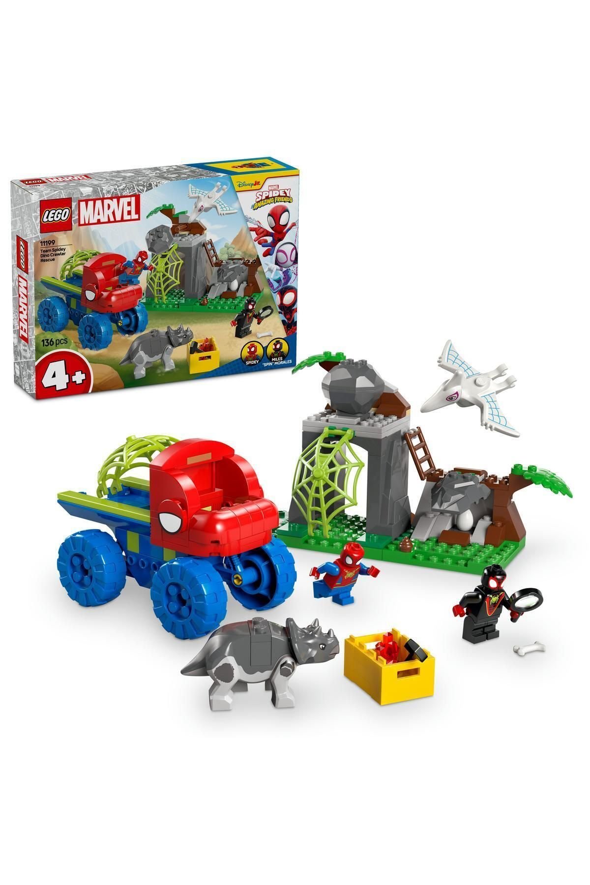 ® Marvel Spidey Ekibi Dinozor Kamyonlu Kurtarma 11199 - 4+ Yaratıcı Oyuncak Yapım Seti (136 Pr)