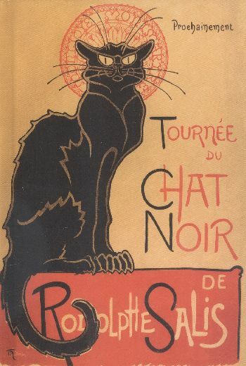 Floria  Theophile Alexandre Steinlen : Chat Noir A6 Sert Kapak Ciltli Defter