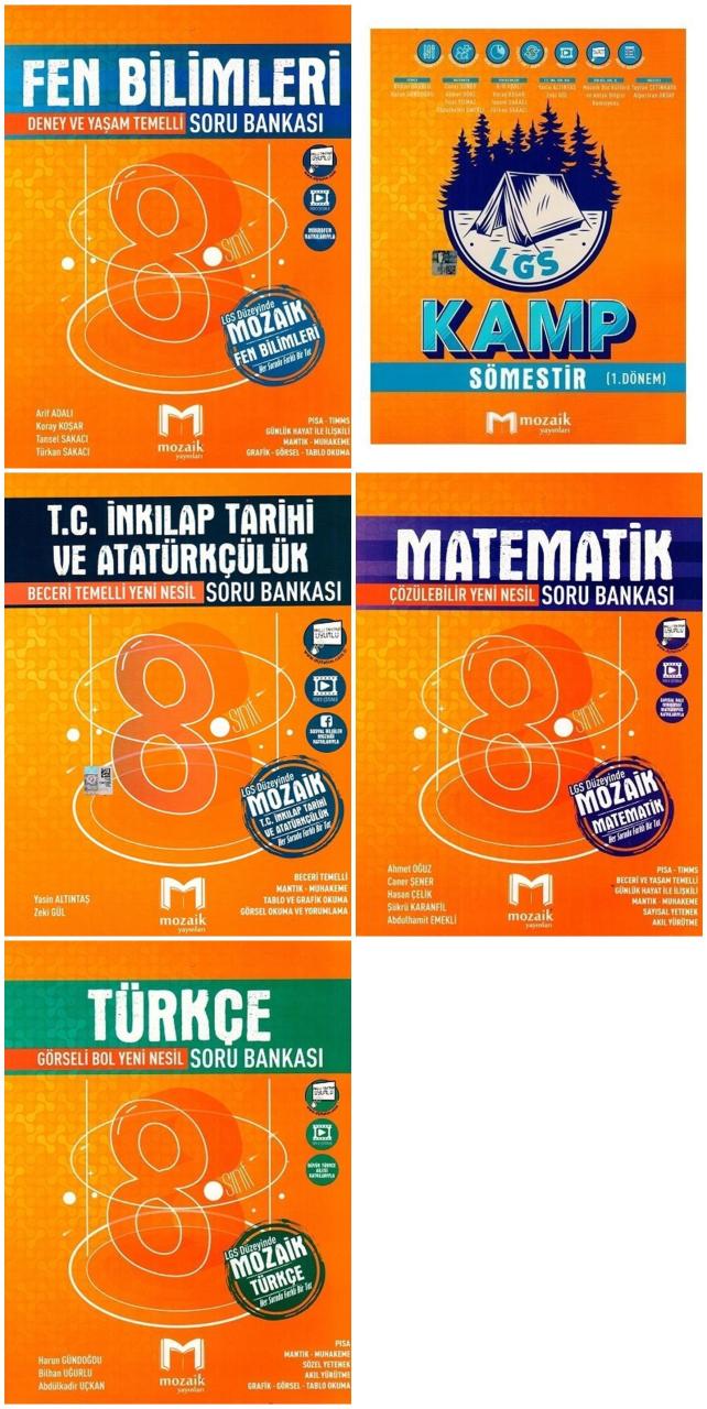 Mozaik Yayınları 8.Sınıf Matematik-Fen Bilimleri-Türkçe-T.C.İnkılap Tarihi Soru Bankası-Kamp Sömestir