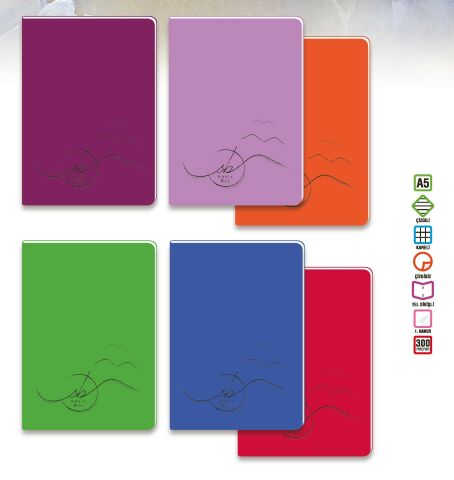 Keskin Color Basic A5 Plastik Kapak 80 Yaprak Çizgisiz Defter